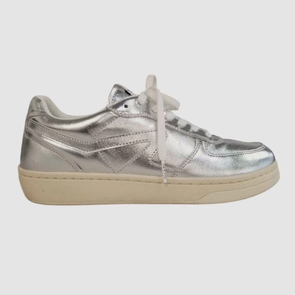 Rag & Bone Silver Retro Court Low Top Lace Up Sneakers size 38.5 UK 7.5 US (a)